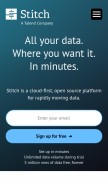How stitchdata.com looks like on a mobile device such as an iPhone.