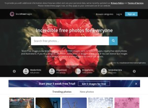 How stockfreeimages.com looks like on a tablet such as an iPad.