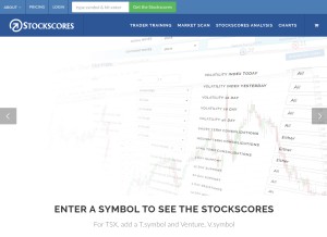 How stockscores.com looks like on a tablet such as an iPad.