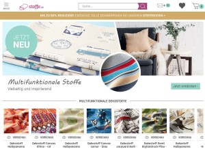 How stoffe.de looks like on a tablet such as an iPad.