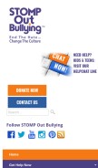 How stompoutbullying.org looks like on a mobile device such as an iPhone.