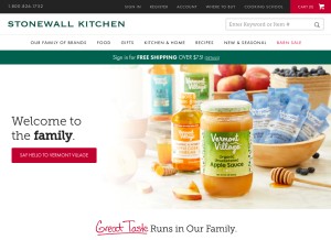 How stonewallkitchen.com looks like on a tablet such as an iPad.