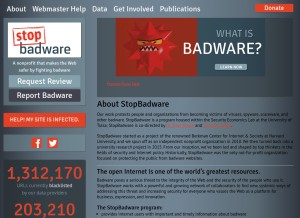 How stopbadware.org looks like on a tablet such as an iPad.