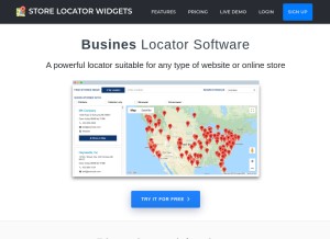 How storelocatorwidgets.com looks like on a tablet such as an iPad.