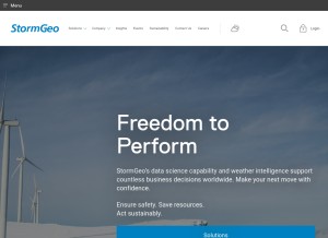 How stormgeo.com looks like on a tablet such as an iPad.