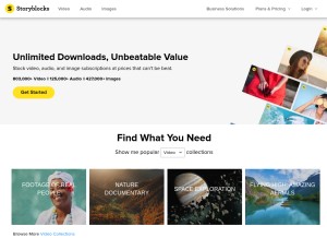 How storyblocks.com looks like on a tablet such as an iPad.