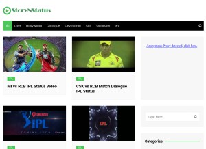 How storynstatus.com looks like on a tablet such as an iPad.