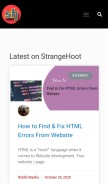 How strangehoot.com looks like on a mobile device such as an iPhone.