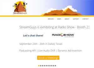 How streamguys.net looks like on a tablet such as an iPad.
