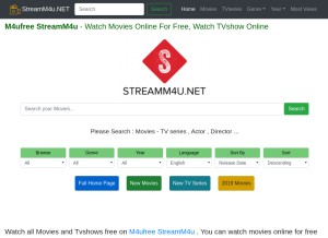 How streamm4u.net looks like on a tablet such as an iPad.