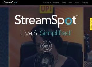 How streamspot.com looks like on a tablet such as an iPad.