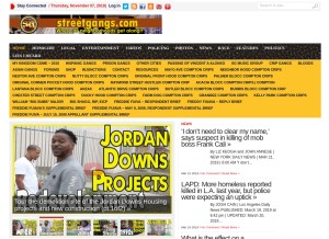 How streetgangs.com looks like on a tablet such as an iPad.