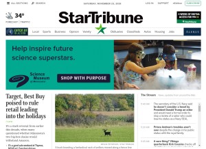 How strib.mn looks like on a tablet such as an iPad.