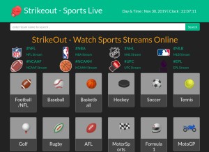 How strikeout.nu looks like on a tablet such as an iPad.