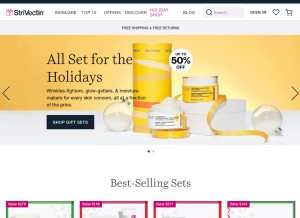 How strivectin.com looks like on a tablet such as an iPad.