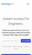How strongdm.com looks like on a mobile device such as an iPhone.