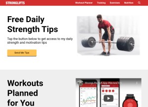 How stronglifts.com looks like on a tablet such as an iPad.