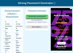 How strongpasswordgenerator.com looks like on a tablet such as an iPad.