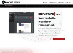 How structurecms.com looks like on a tablet such as an iPad.