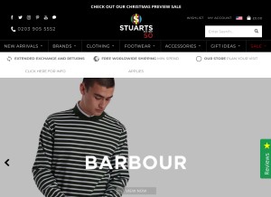 How stuartslondon.com looks like on a tablet such as an iPad.