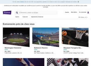 How stubhub.fr looks like on a tablet such as an iPad.