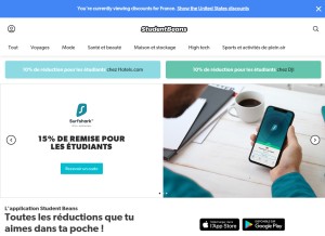 How studentbeans.com looks like on a tablet such as an iPad.