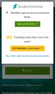 How studentuniverse.com looks like on a mobile device such as an iPhone.