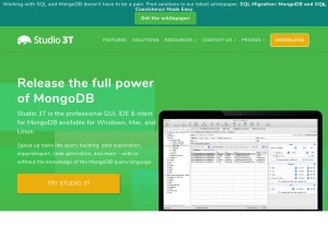 How studio3t.com looks like on a tablet such as an iPad.
