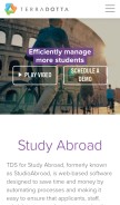 How studioabroad.com looks like on a mobile device such as an iPhone.