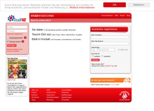 How studivz.net looks like on a tablet such as an iPad.