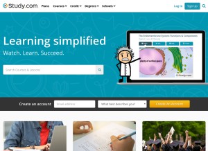 How study.com looks like on a tablet such as an iPad.