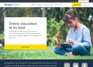 How studyladder.com looks like on a tablet such as an iPad.