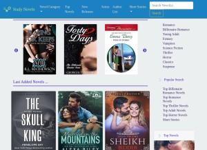 How studynovels.com looks like on a tablet such as an iPad.