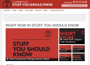How stuffyoushouldknow.com looks like on a tablet such as an iPad.