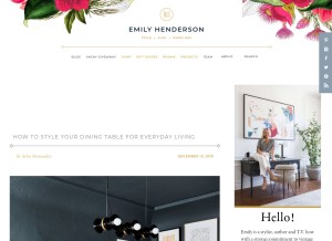 How stylebyemilyhenderson.com looks like on a tablet such as an iPad.