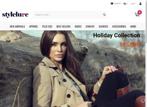 How stylelure.com looks like on a tablet such as an iPad.