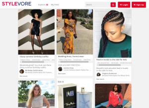 How stylevore.com looks like on a tablet such as an iPad.