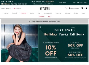 How stylewe.com looks like on a tablet such as an iPad.