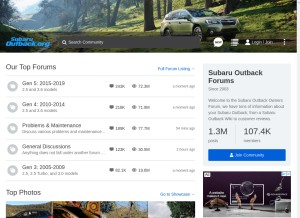 How subaruoutback.org looks like on a tablet such as an iPad.