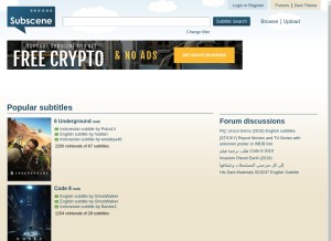 How subscene.com looks like on a tablet such as an iPad.