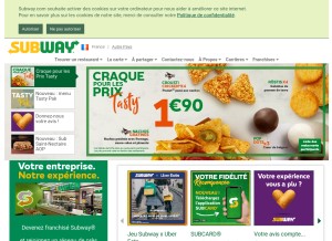 How subway.com looks like on a tablet such as an iPad.