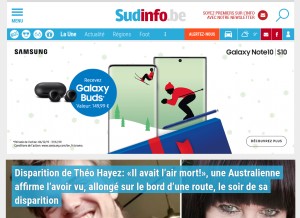 How sudinfo.be looks like on a tablet such as an iPad.