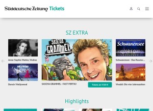 How sueddeutsche-tickets.de looks like on a tablet such as an iPad.