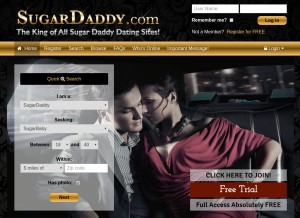 How sugardaddy.com looks like on a tablet such as an iPad.