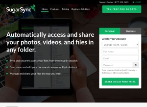 How sugarsync.com looks like on a tablet such as an iPad.