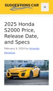 How suggestionscar.com looks like on a mobile device such as an iPhone.