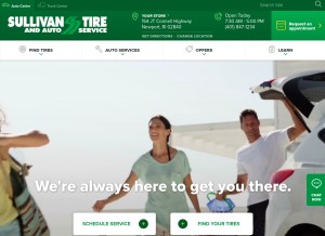 How sullivantire.com looks like on a tablet such as an iPad.