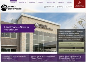 How summitortho.com looks like on a tablet such as an iPad.
