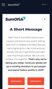 How sumofus.org looks like on a mobile device such as an iPhone.