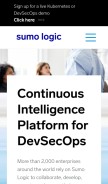 How sumologic.com looks like on a mobile device such as an iPhone.